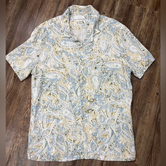 Porter & Ash Other - Linen Button Down Collared Short Sleeve Polo Shirt Multi Floral Large Casual